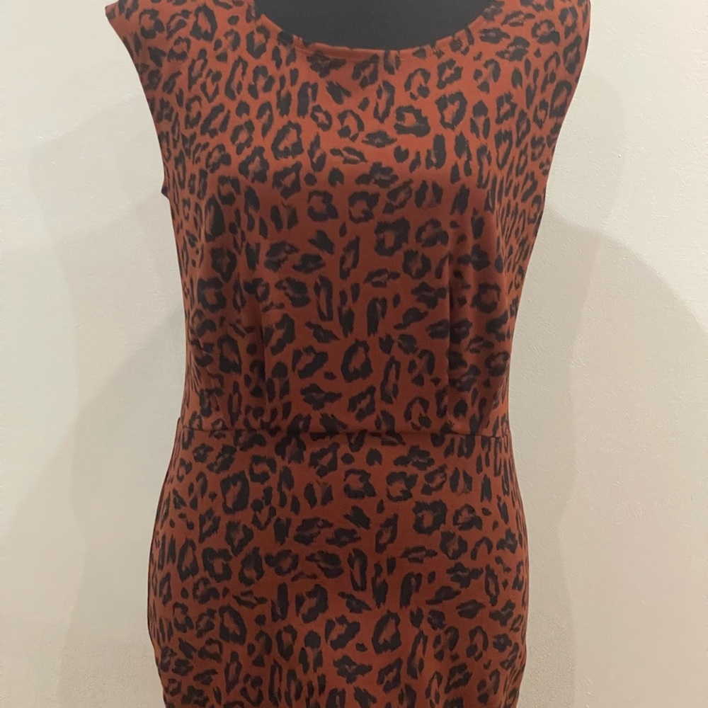 New Nine West XS Animal Print Short Sleeve Above Knee Dress with Stretch - Picture 7 of 8